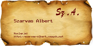 Szarvas Albert névjegykártya